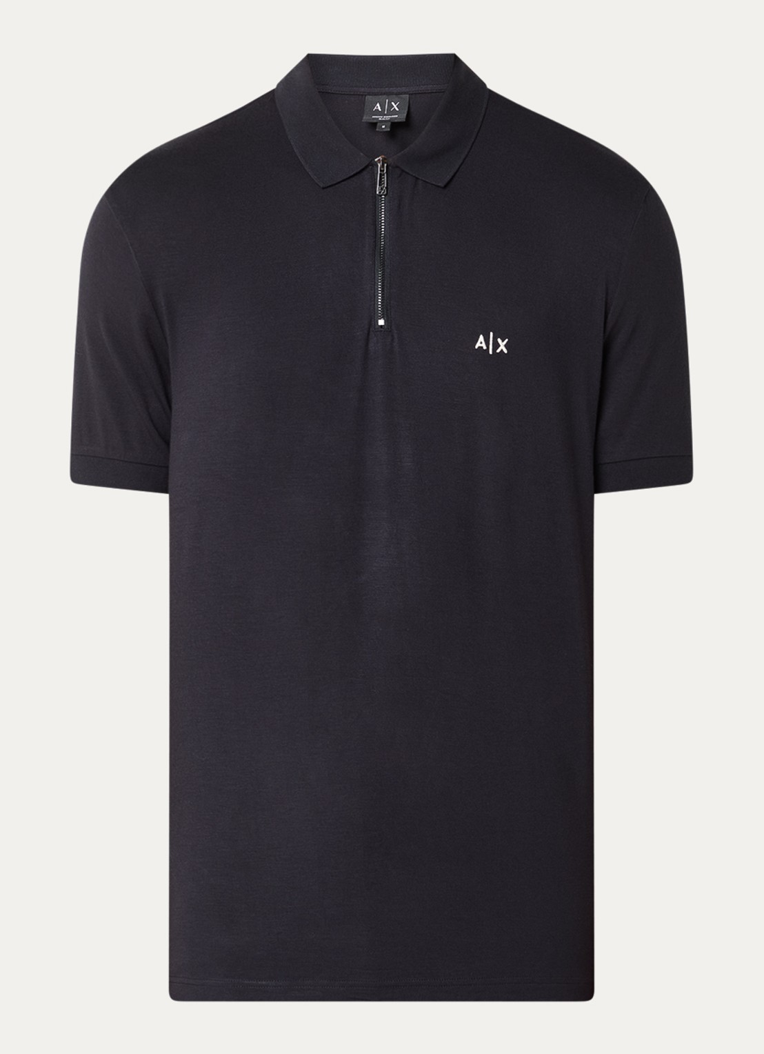 Armani Regular fit polo met halve rits - voorkant 2 donkerblauw