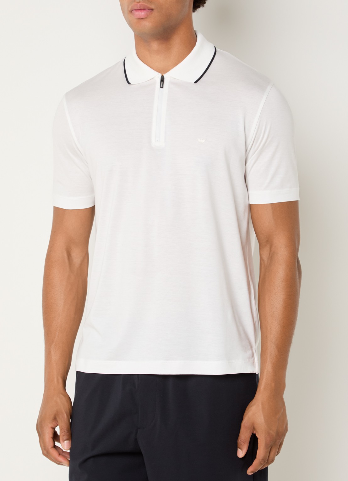 Armani Regular fit polo met halve rits - detail wit