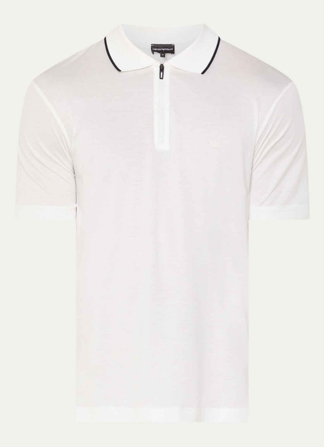 Armani Regular fit polo met halve rits - voorkant 2 wit