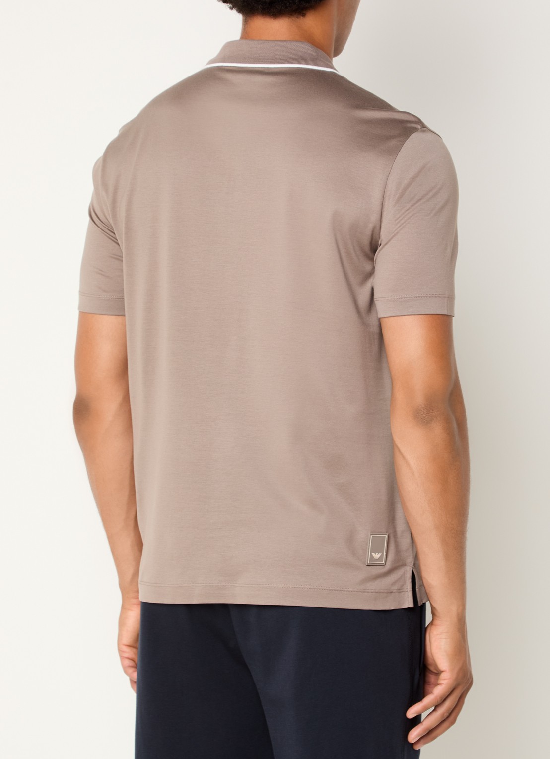 Armani Regular fit polo met halve rits - achterkant 2 lichtbruin
