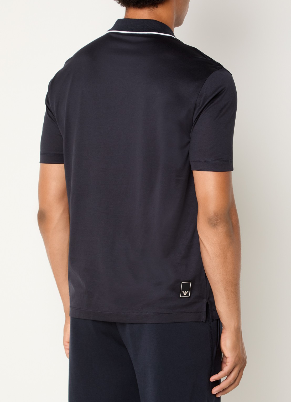 Armani Regular fit polo met halve rits - achterkant 2 donkerblauw