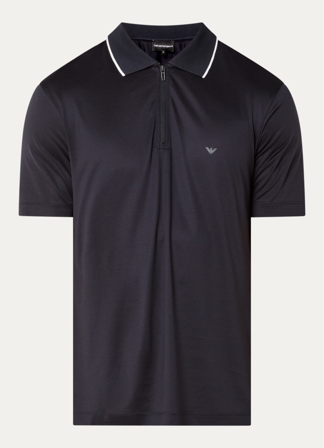 Armani Regular fit polo met halve rits - voorkant 3 donkerblauw