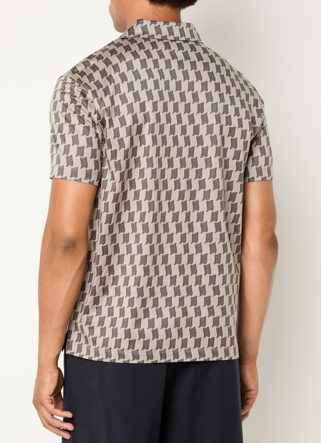 Armani Regular fit polo met jacquard dessin - achterkant 4 olijfgroen
