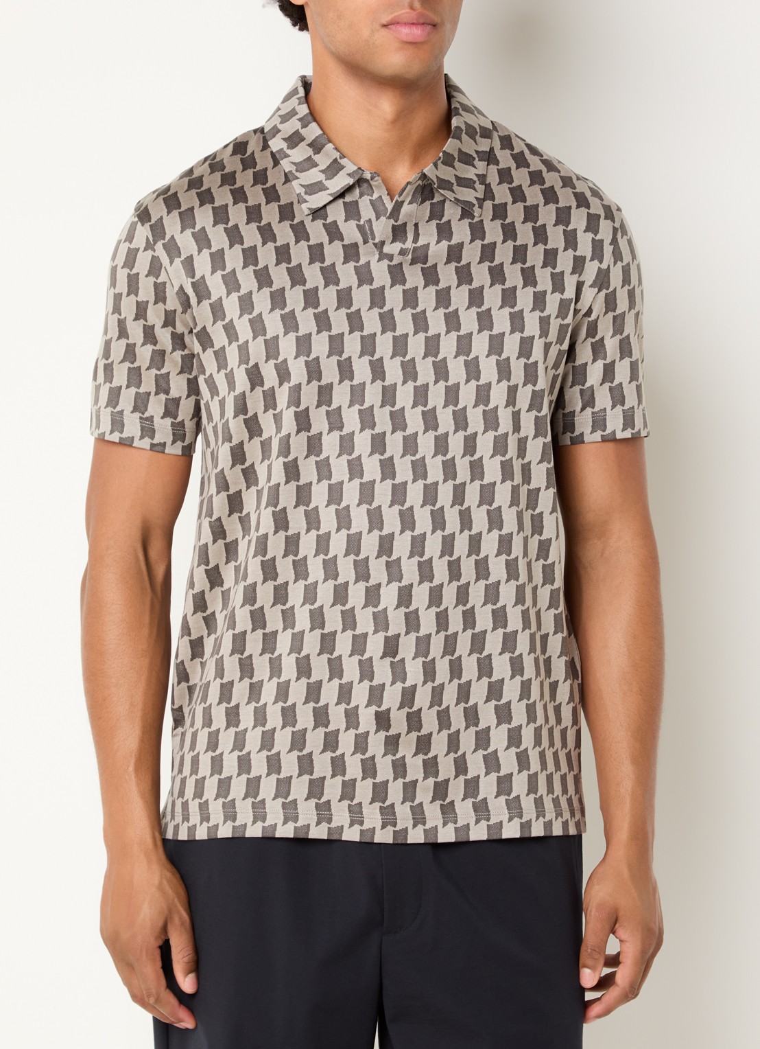 Armani Regular fit polo met jacquard dessin - detail 3 olijfgroen