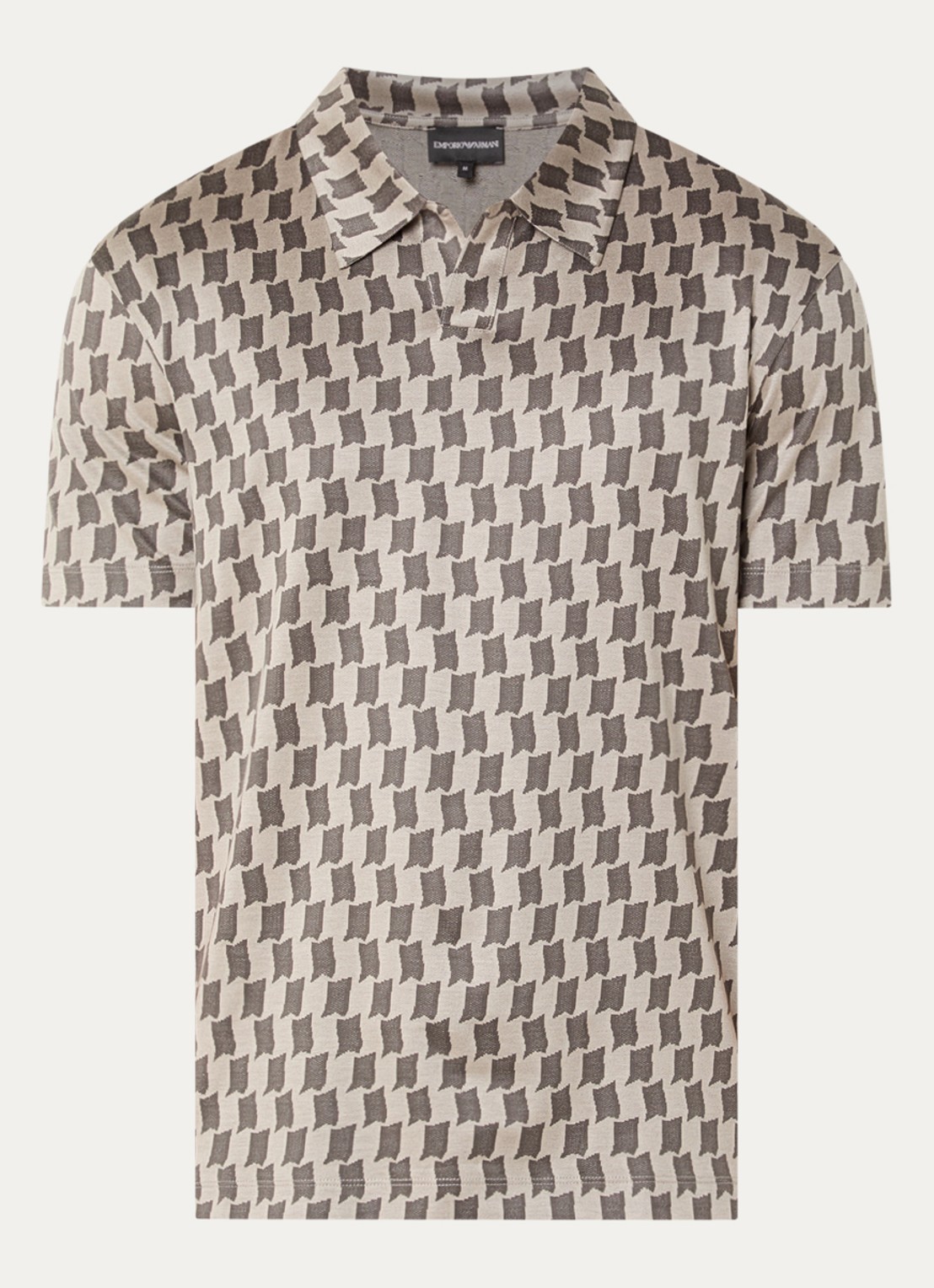 Armani Regular fit polo met jacquard dessin - voorkant olijfgroen