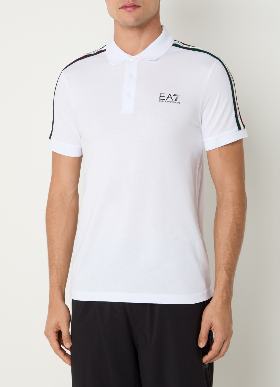 Armani Regular fit polo met logo- en backprint - achterkant 4 wit