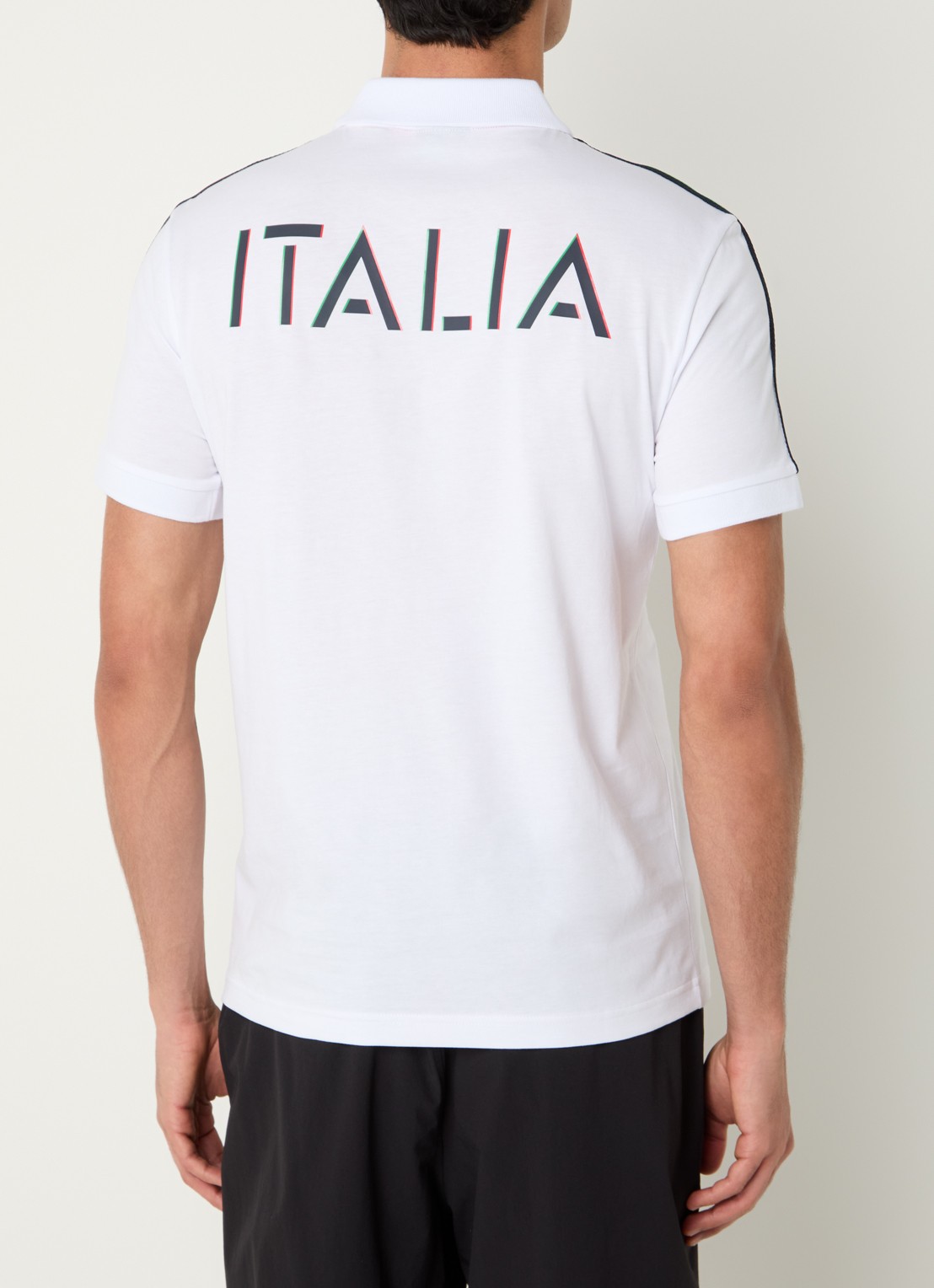 Armani Regular fit polo met logo- en backprint - detail 3 wit
