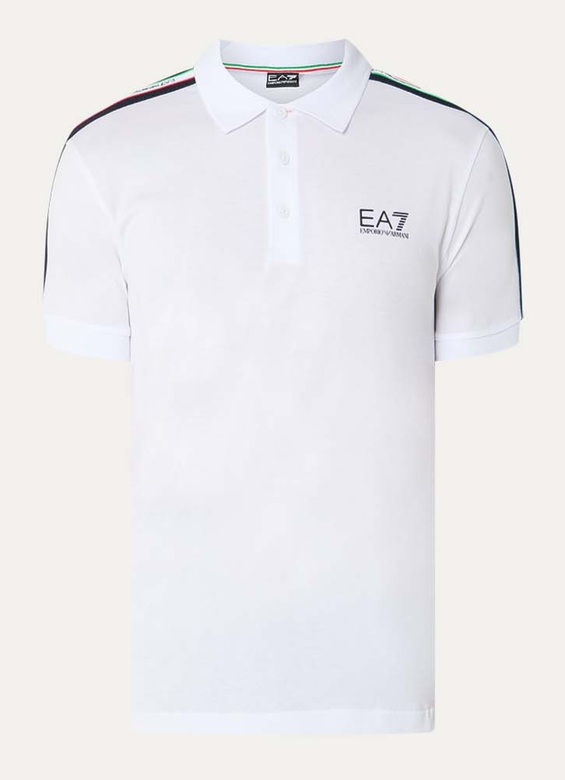 Armani Regular fit polo met logo- en backprint - voorkant wit