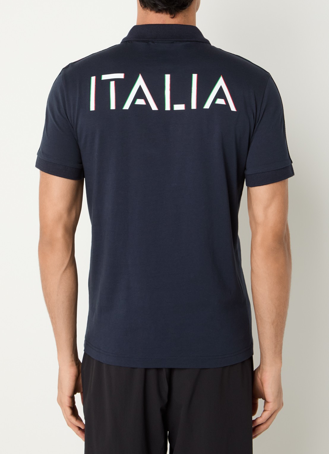 Armani Regular fit polo met logo- en backprint - achterkant 3 indigo