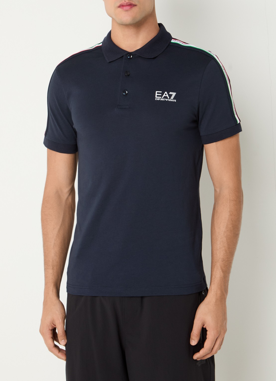 Armani Regular fit polo met logo- en backprint - detail 4 indigo