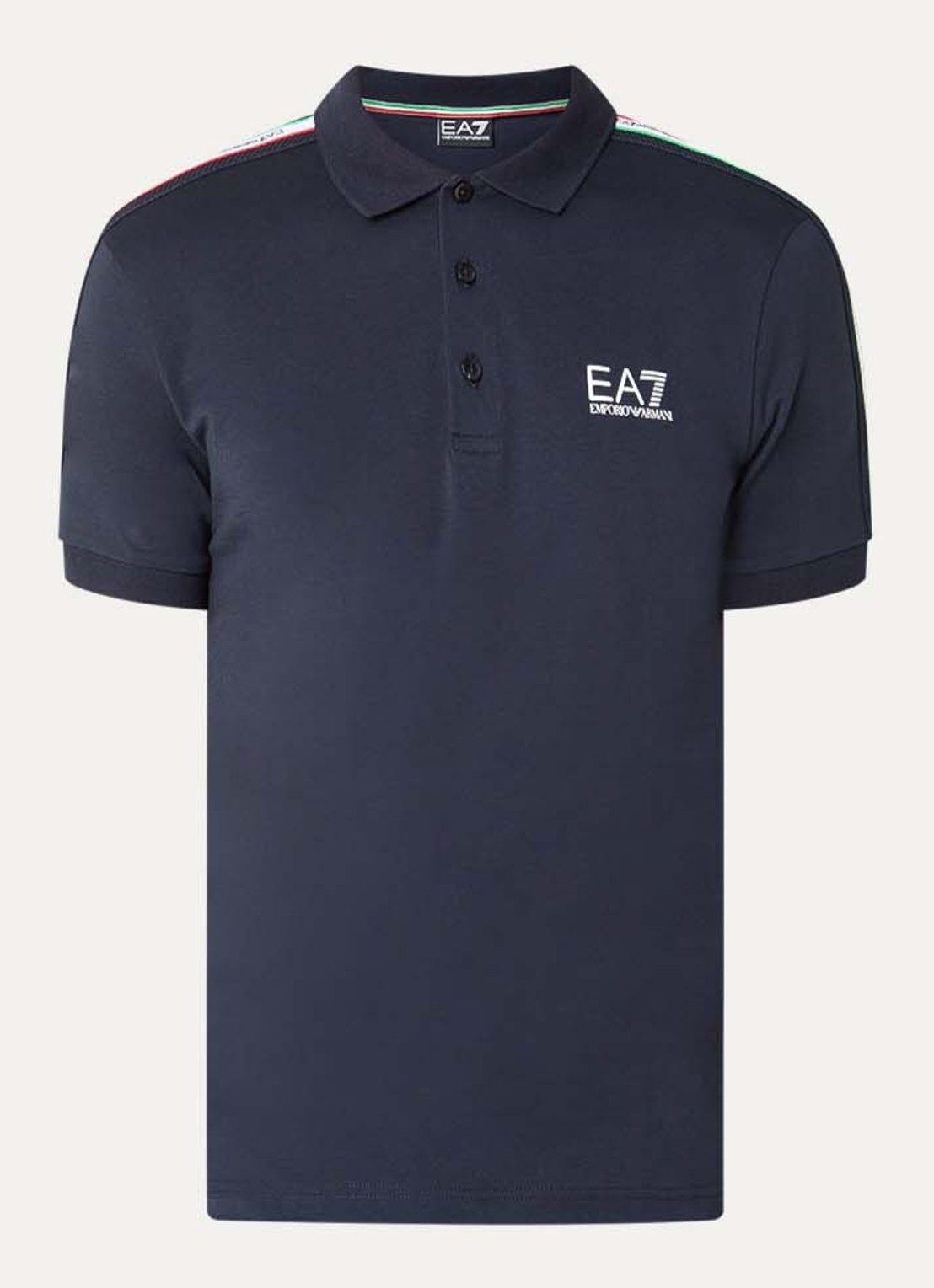 Armani Regular fit polo met logo- en backprint - voorkant indigo