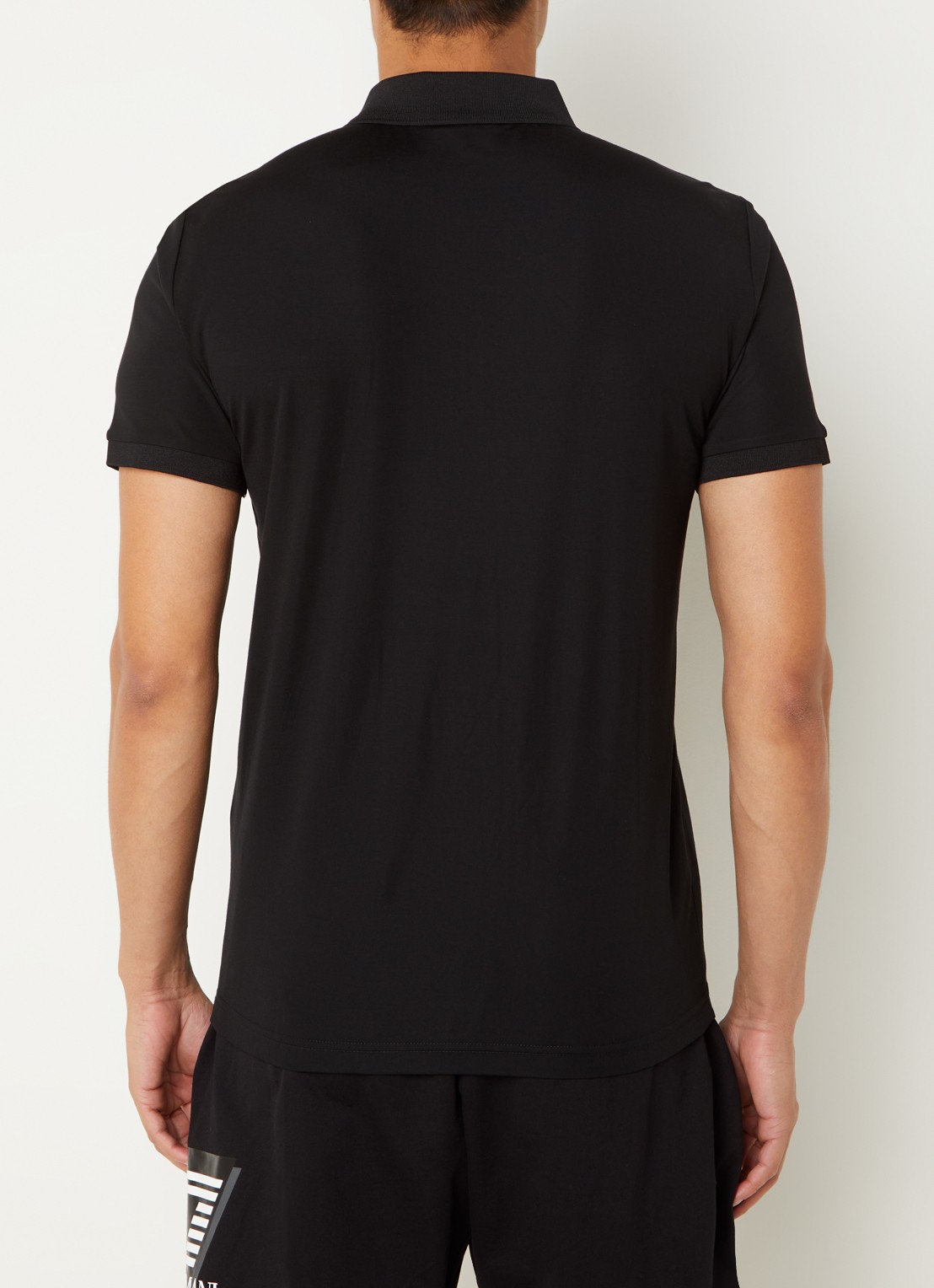 Armani Regular fit polo met logo en halve rits - achterkant 3 zwart