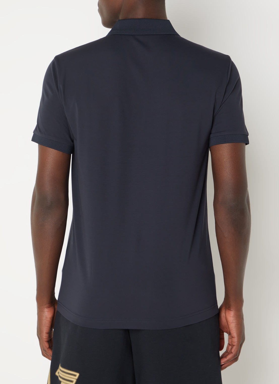 Armani Regular fit polo met logo en halve rits - achterkant 3 royalblauw