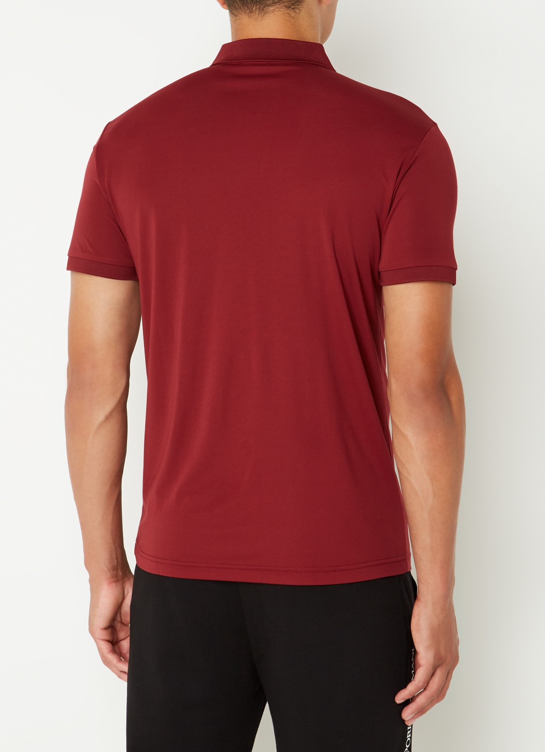 Armani Regular fit polo met logo en halve rits - achterkant 4 kastanjebruin