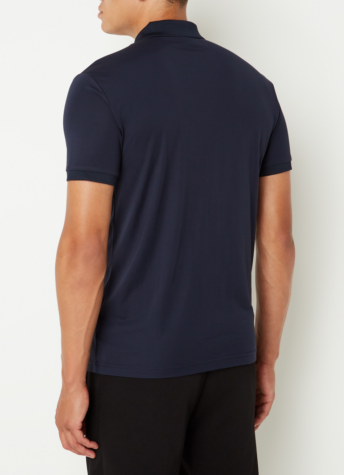 Armani Regular fit polo met logo en halve rits - achterkant 4 donkerblauw