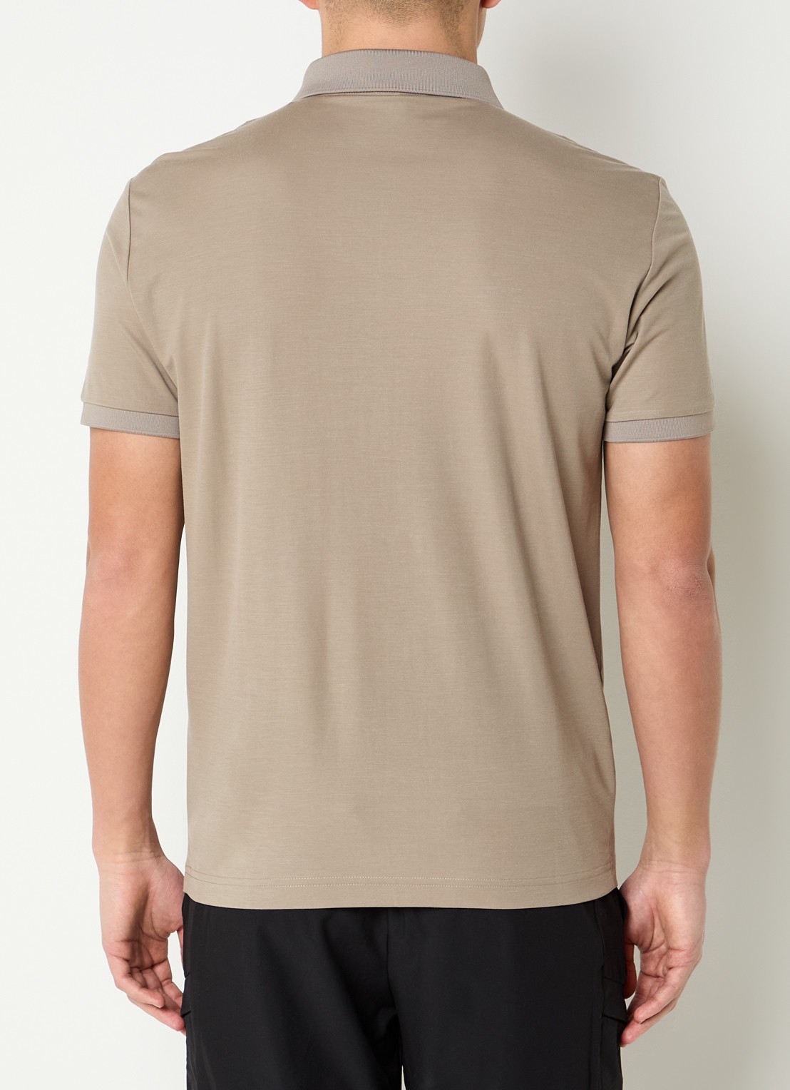 Armani Regular fit polo met logo en halve rits - achterkant 4 beige