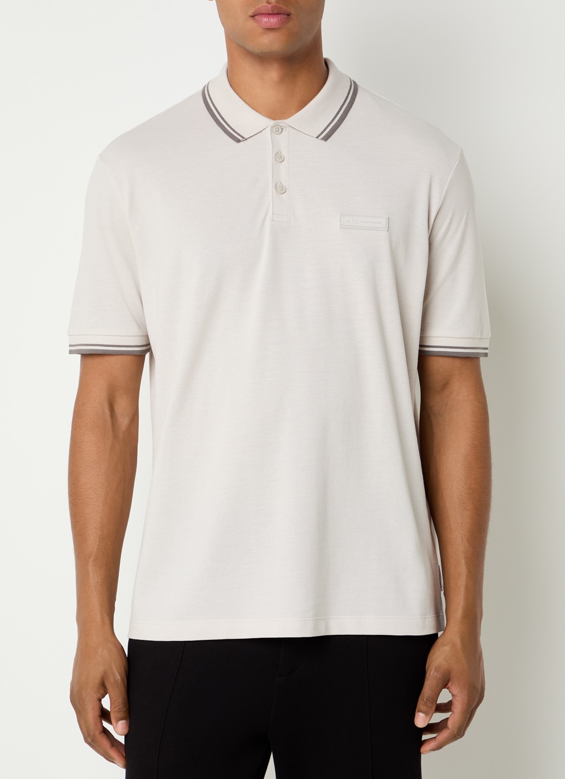 Armani Regular fit polo met logo - detail 2 creme