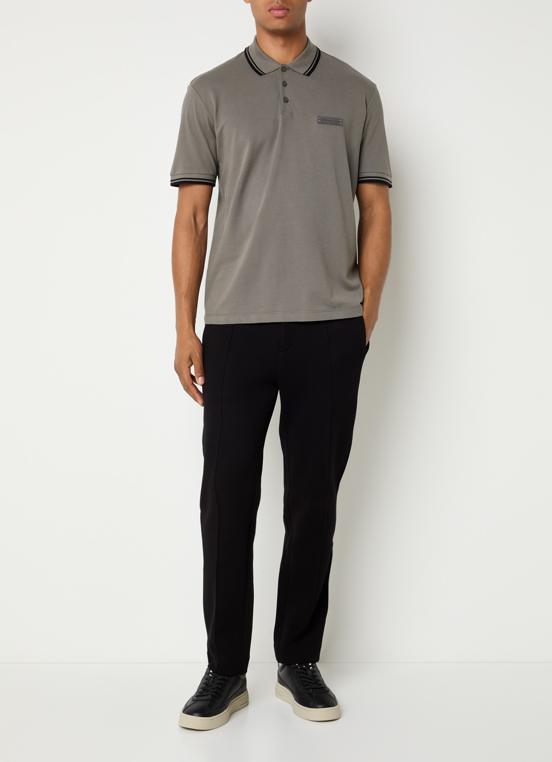 Armani Regular fit polo met logo - voorkant 2 grijs
