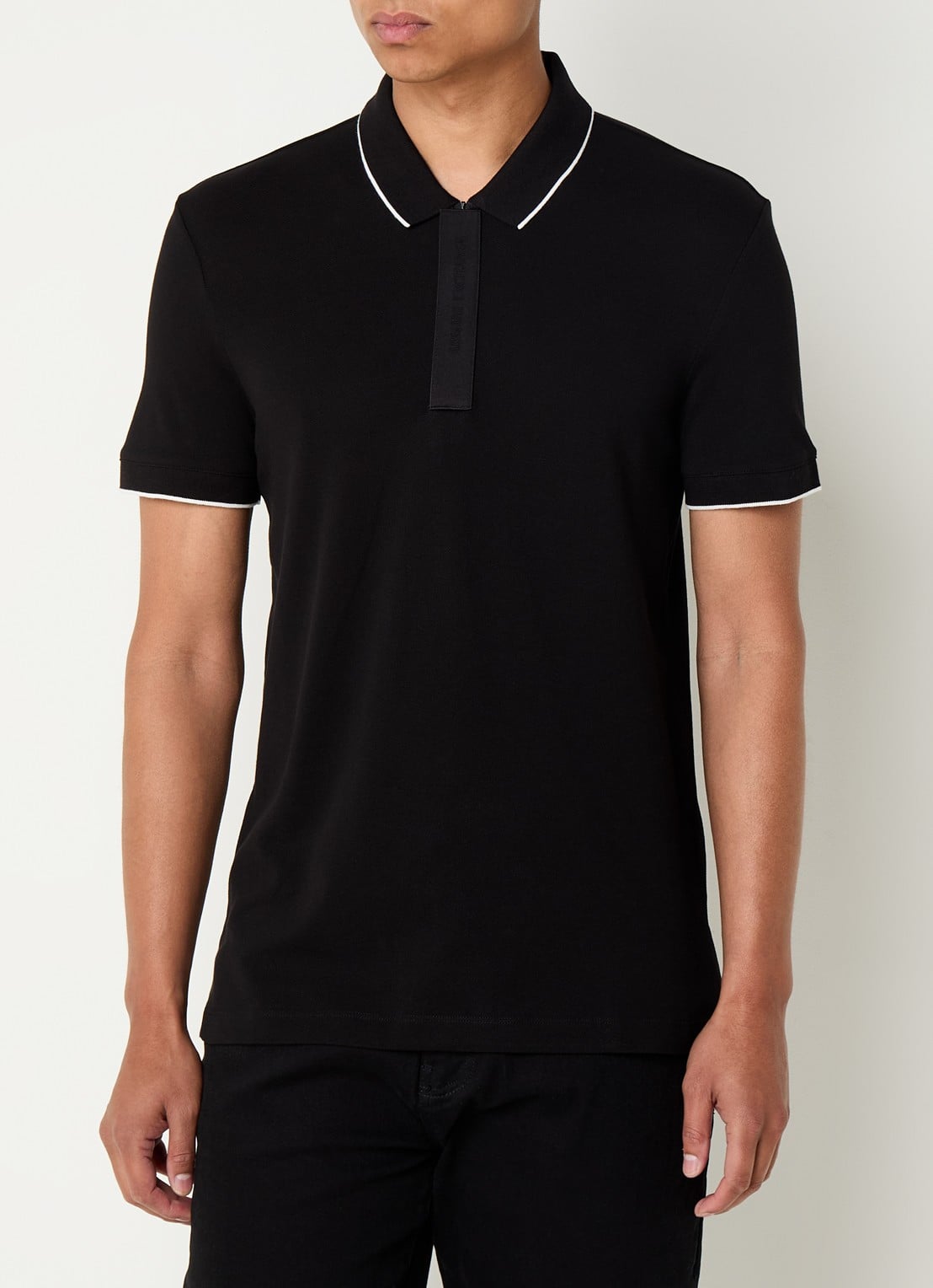 Armani Regular fit polo met logo - detail 3 zwart