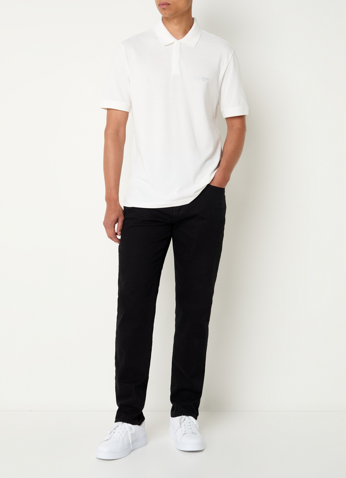 Armani Regular fit polo met logo - voorkant 4 gebroken wit