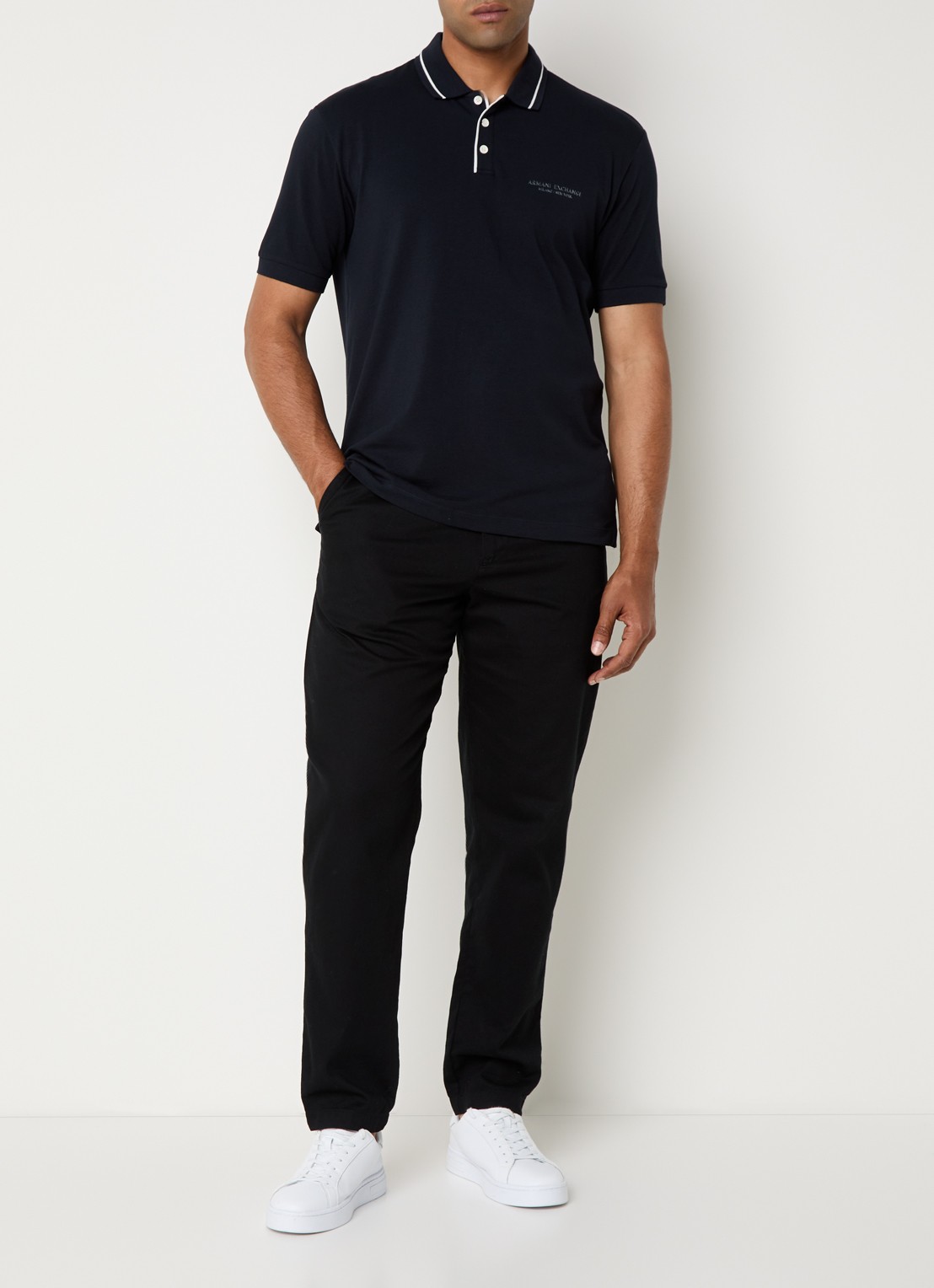 Armani Regular fit polo met logo - voorkant 3 donkerblauw