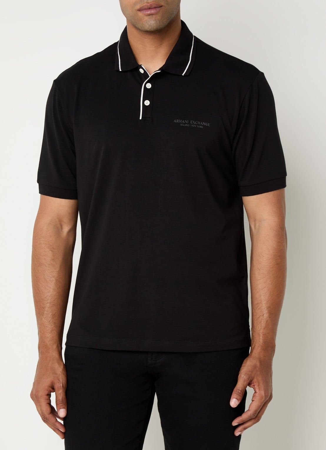 Armani Regular fit polo met logo - detail 2 zwart