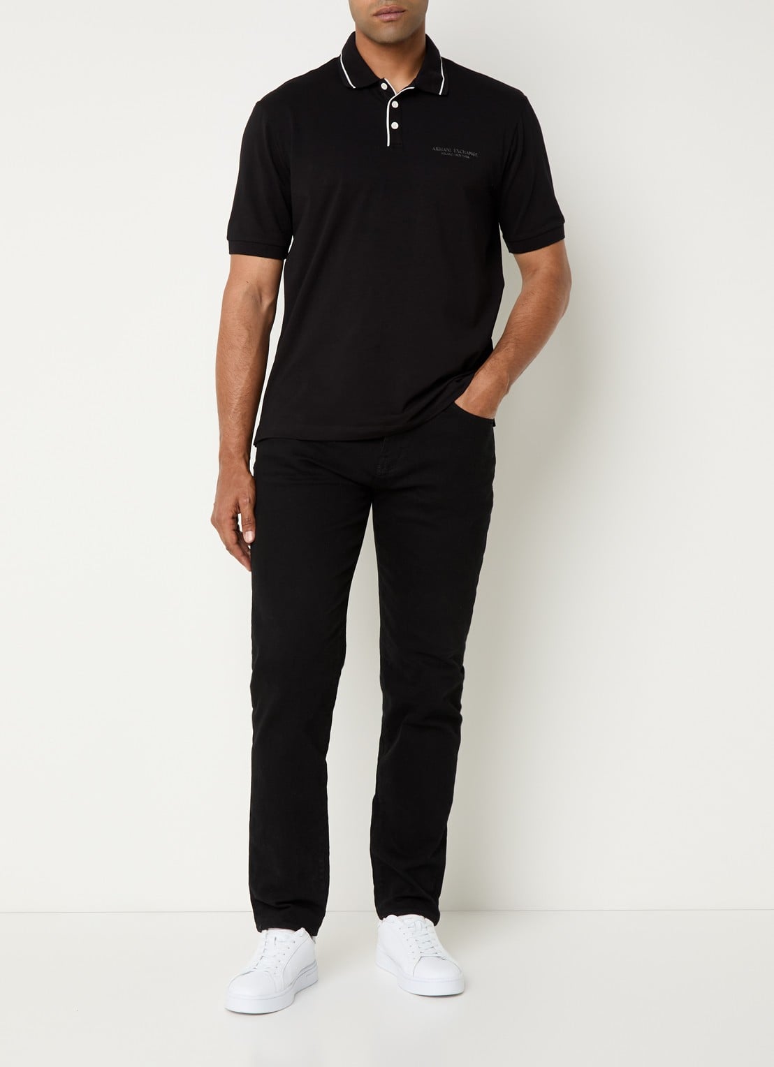 Armani Regular fit polo met logo - voorkant 4 zwart