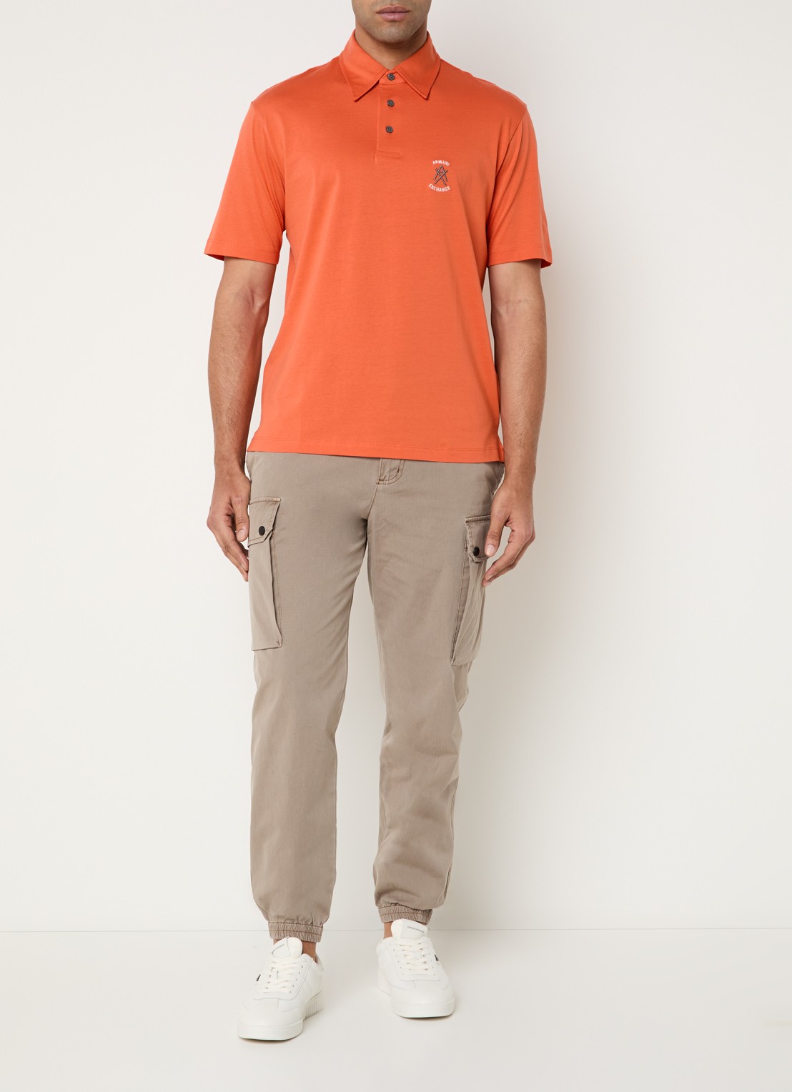 Armani Regular fit polo met logo - voorkant 2 oranje