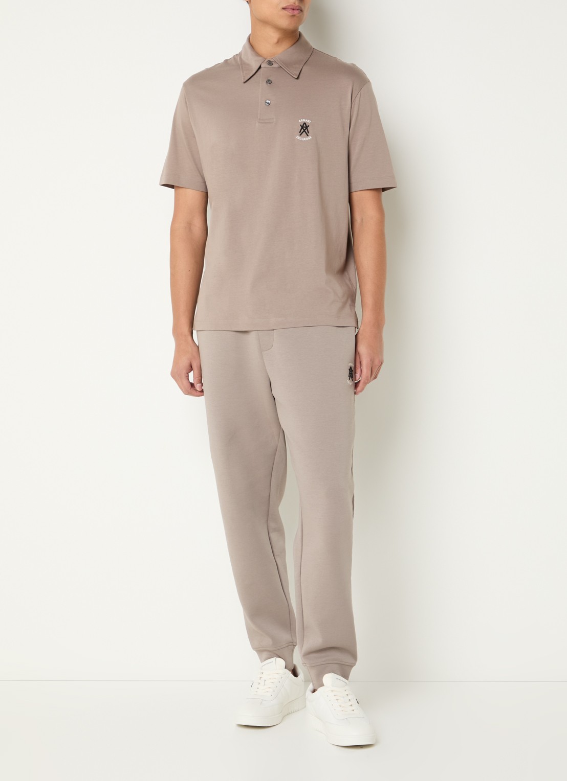 Armani Regular fit polo met logo - voorkant 3 zand
