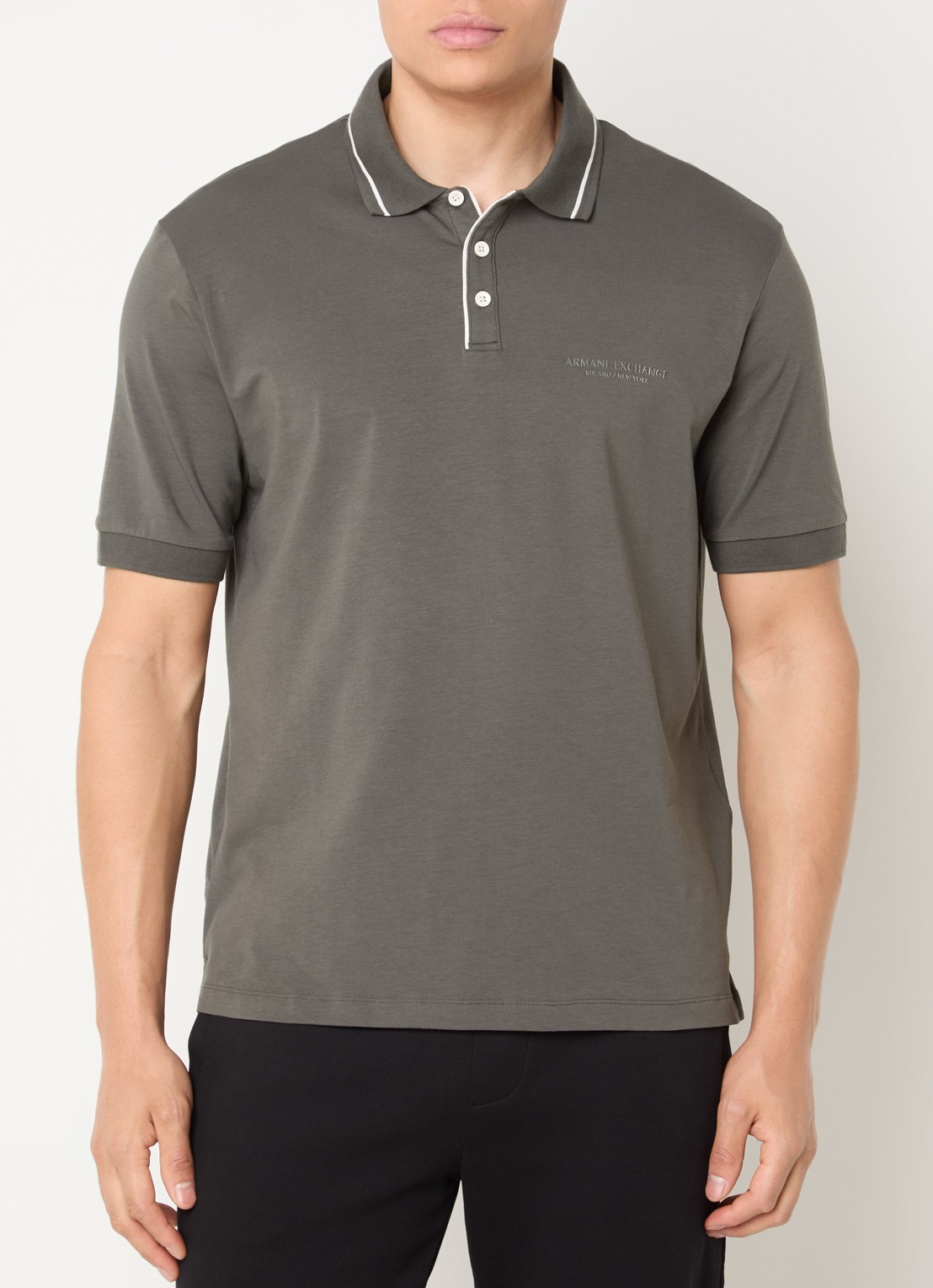 Armani Regular fit polo met logo - detail 3 donkergrijs