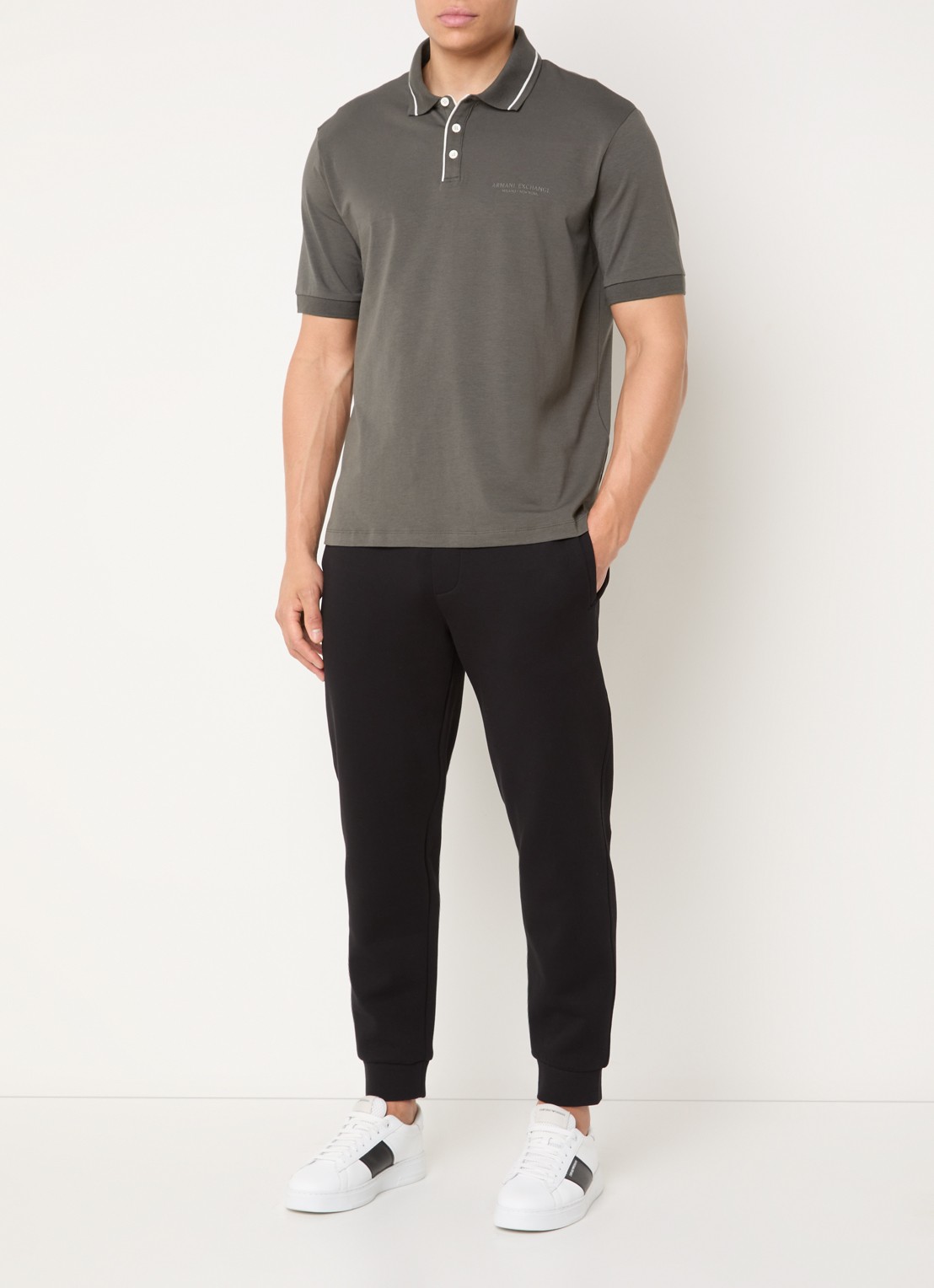 Armani Regular fit polo met logo - voorkant 2 donkergrijs