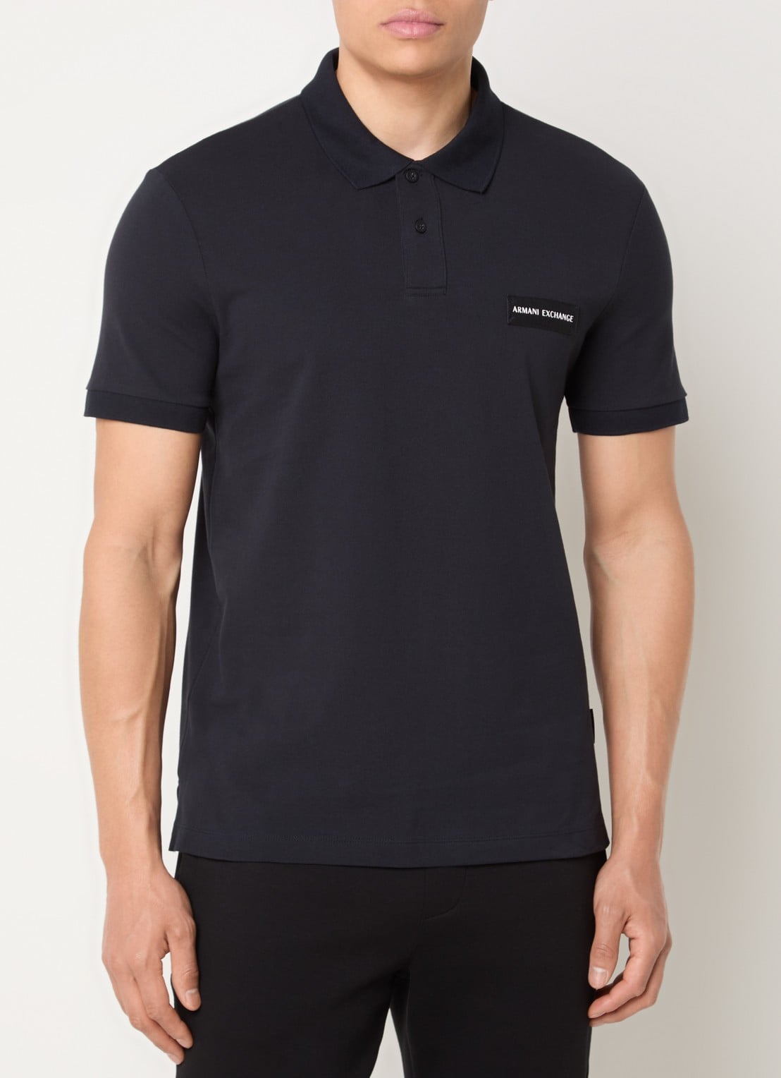 Armani Regular fit polo met logo - detail 2 donkerblauw