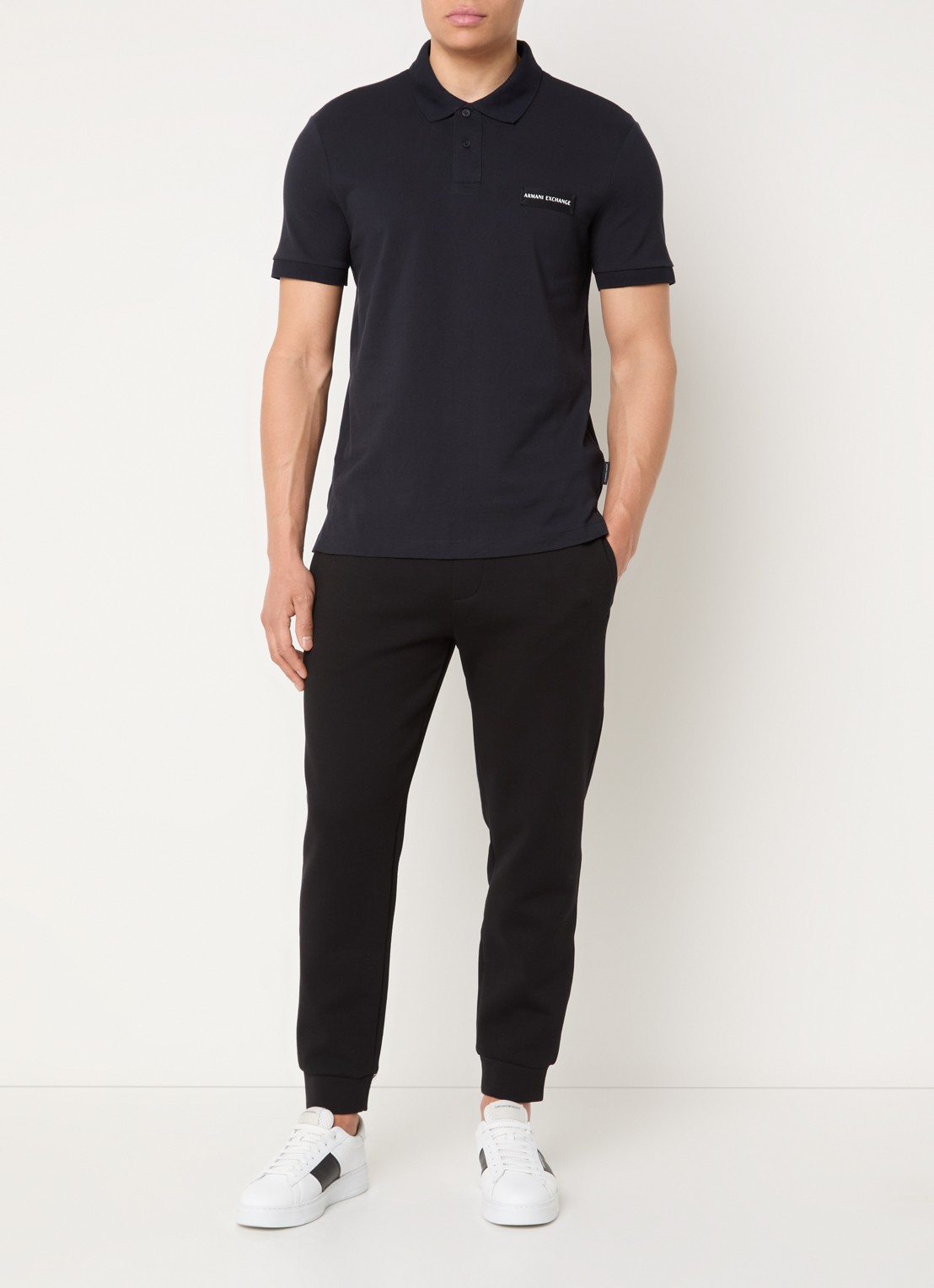 Armani Regular fit polo met logo - voorkant 4 donkerblauw