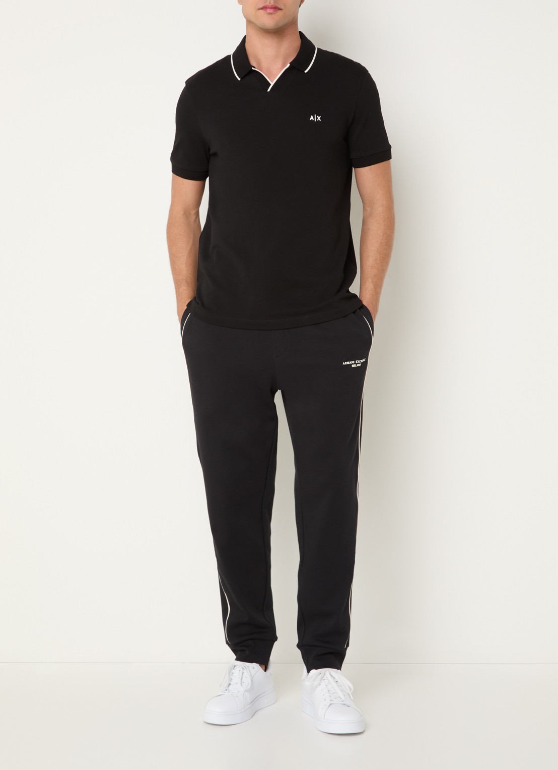 Armani Regular fit polo met logo - voorkant 4 zwart