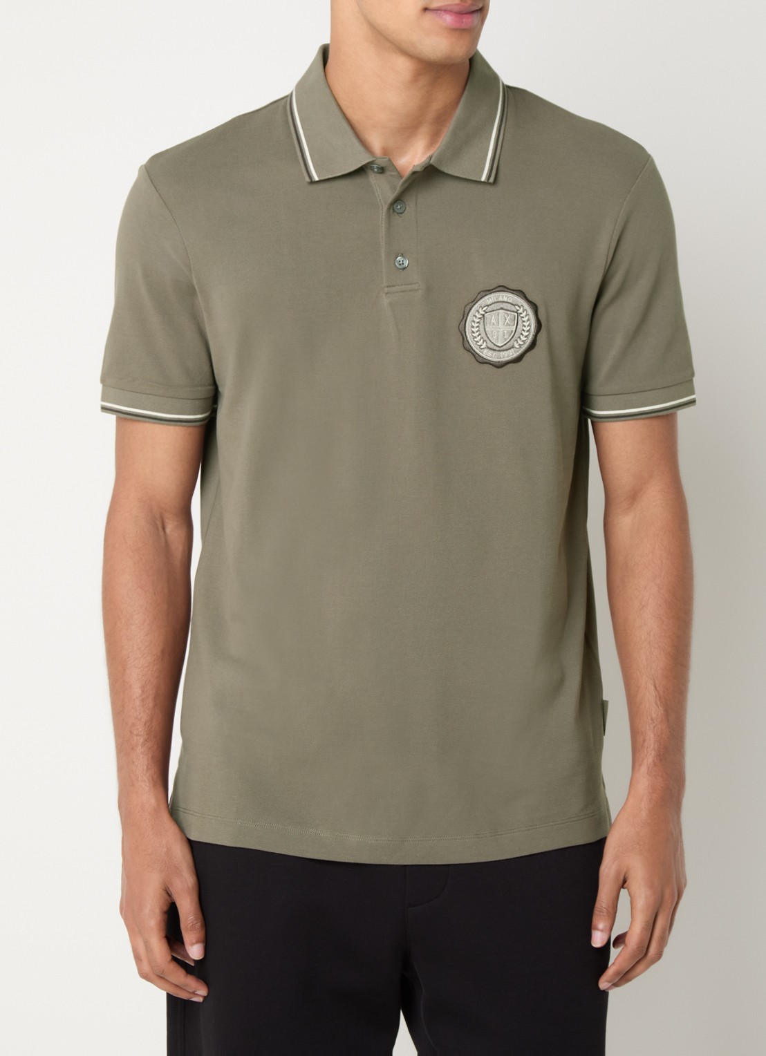 Armani Regular fit polo met logo - detail lichtbruin