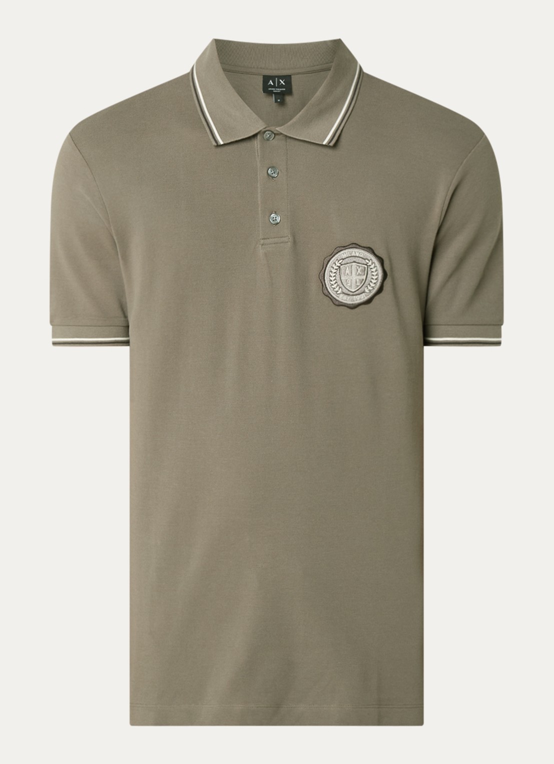 Armani Regular fit polo met logo - voorkant 2 lichtbruin