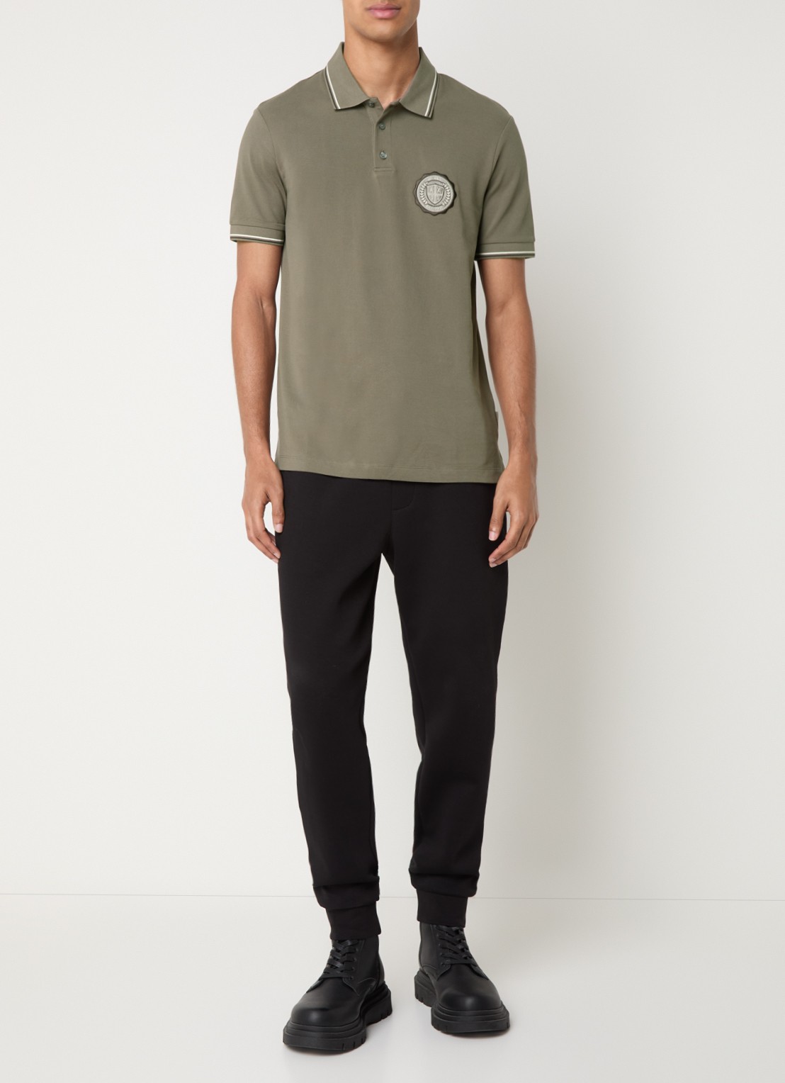 Armani Regular fit polo met logo - voorkant 3 lichtbruin