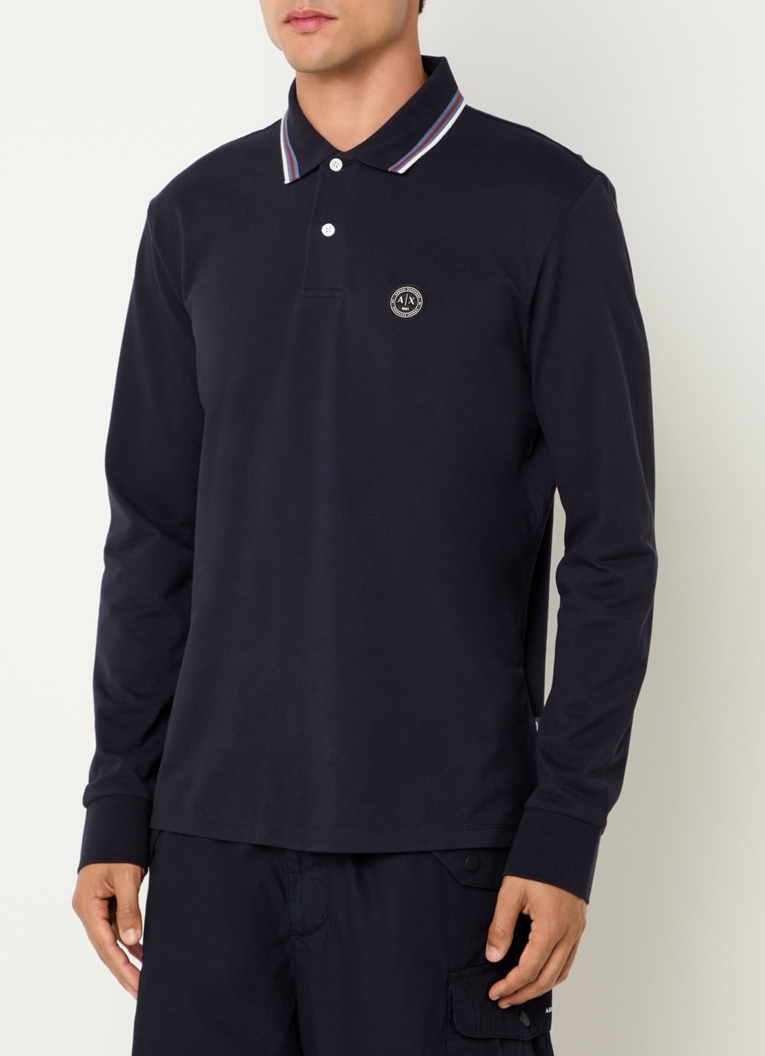 Armani Regular fit polo met logo - detail donkerblauw