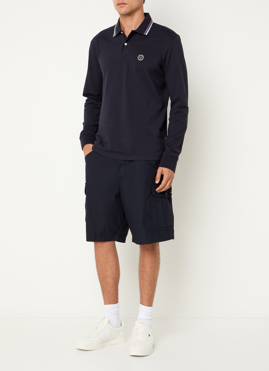 Armani Regular fit polo met logo - voorkant 4 donkerblauw