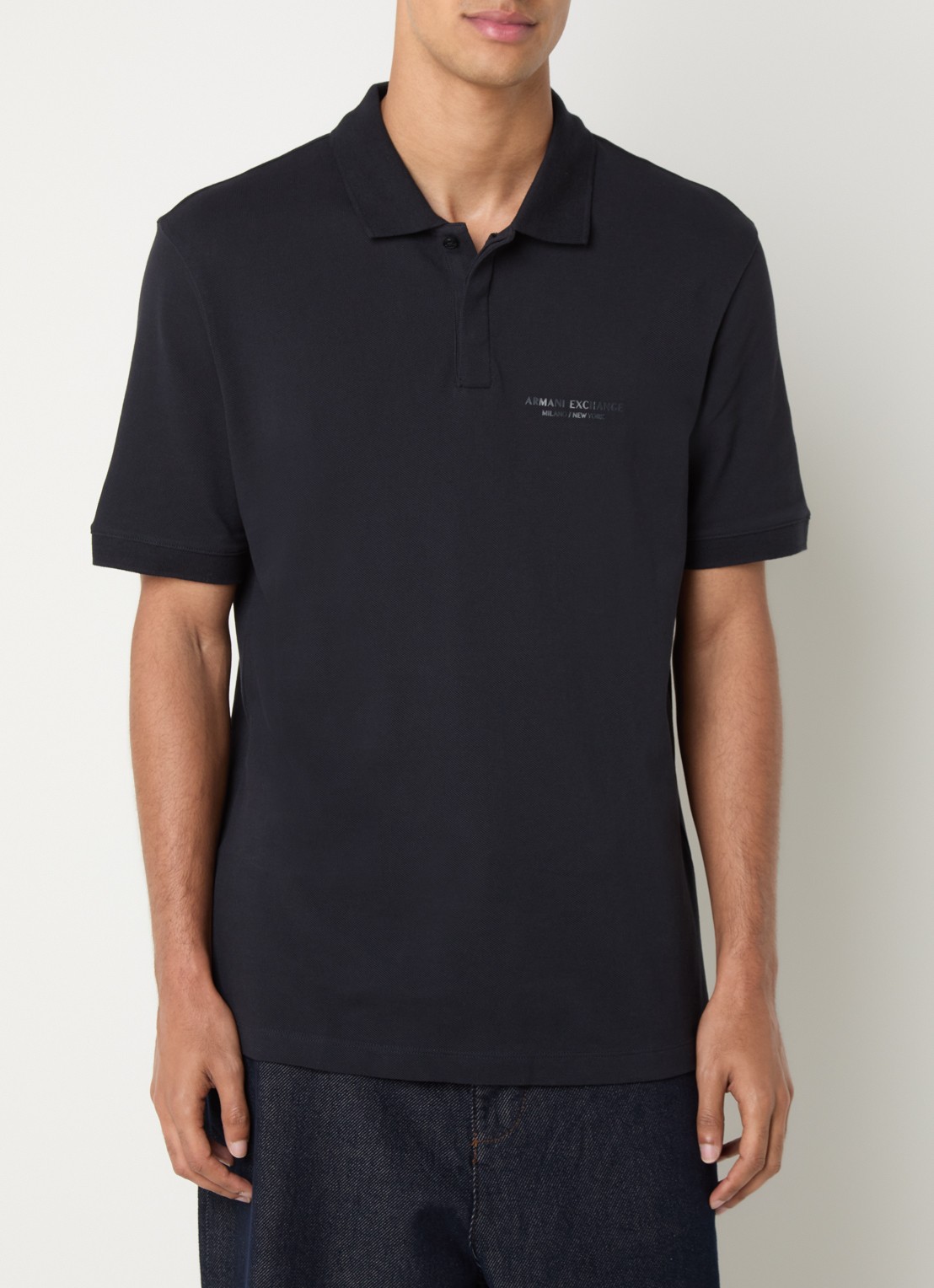Armani Regular fit polo met logo - detail donkerblauw