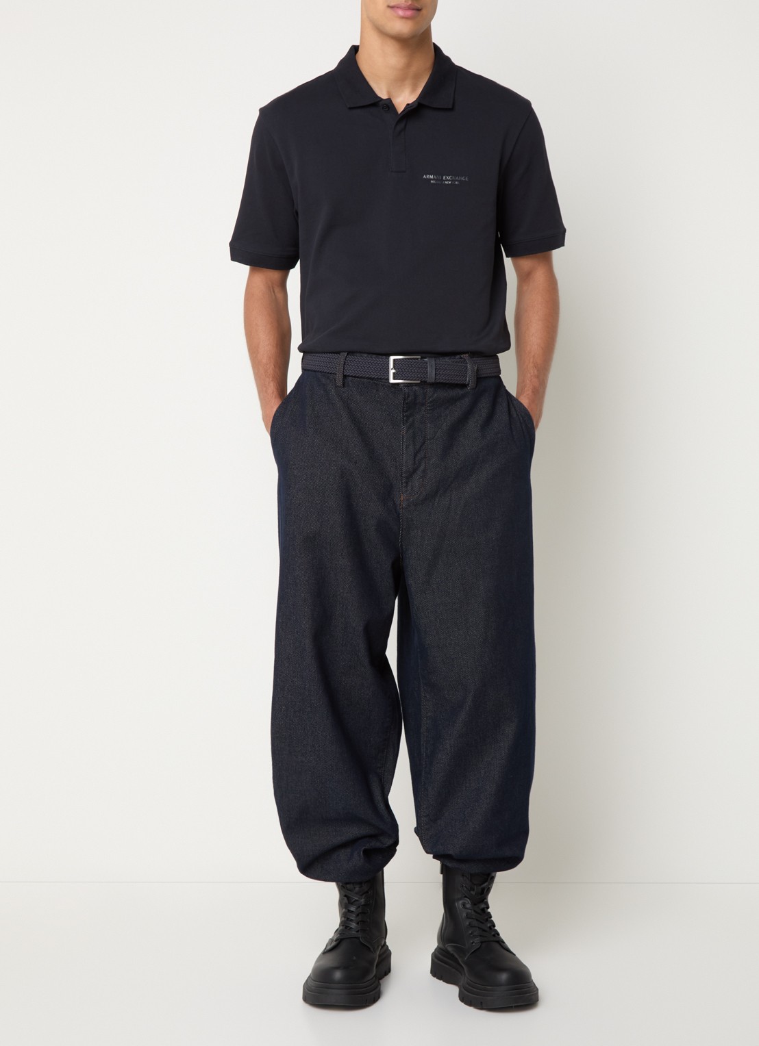 Armani Regular fit polo met logo - voorkant 3 donkerblauw