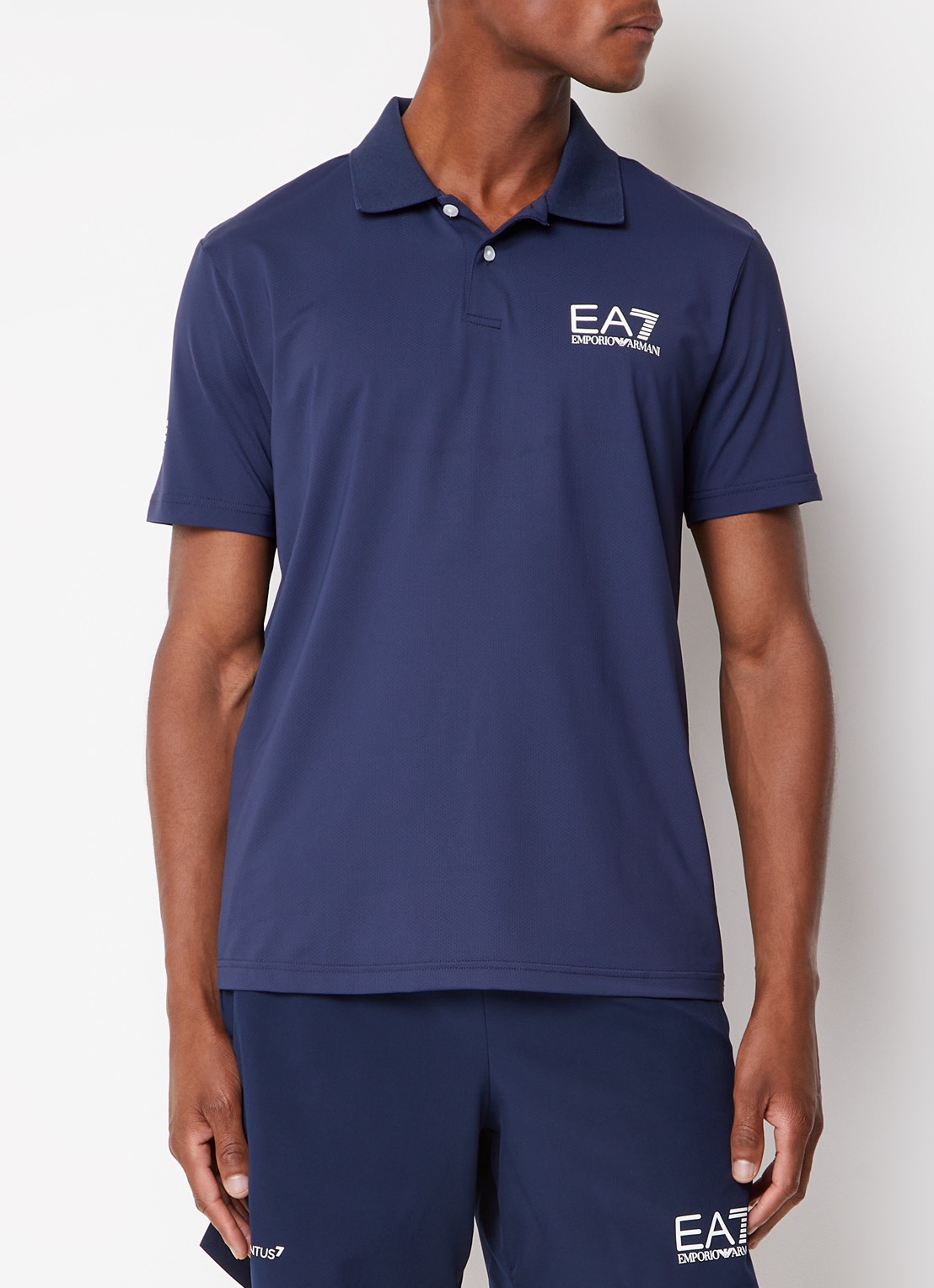 Armani Regular fit polo met logo - detail blauw
