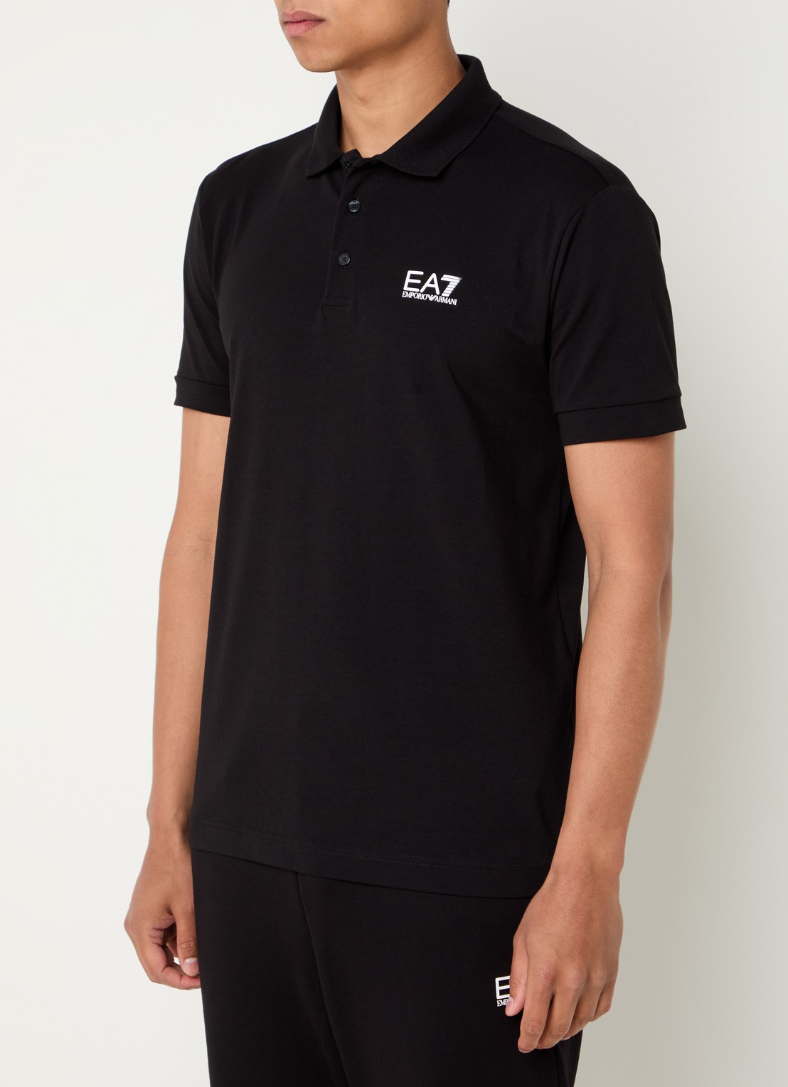 Armani Regular fit polo met logo - detail zwart