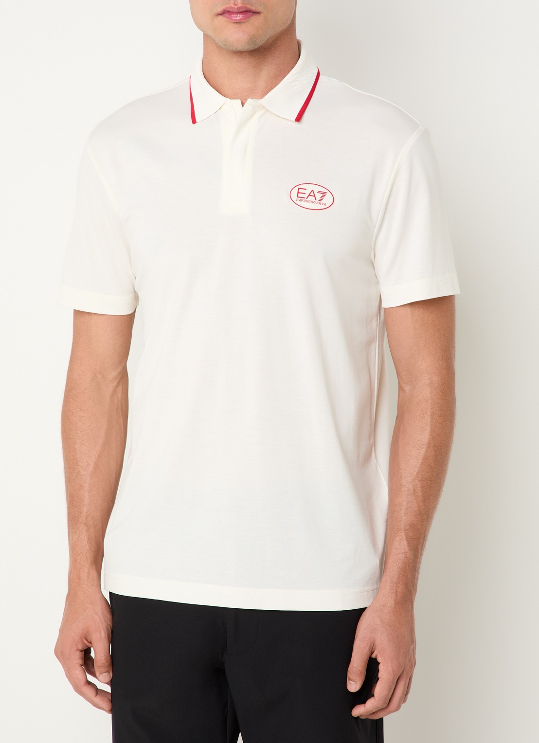 Armani Regular fit polo met logo - detail gebroken wit