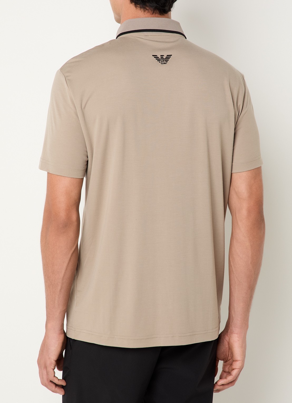 Armani Regular fit polo met logo - achterkant 2 taupe