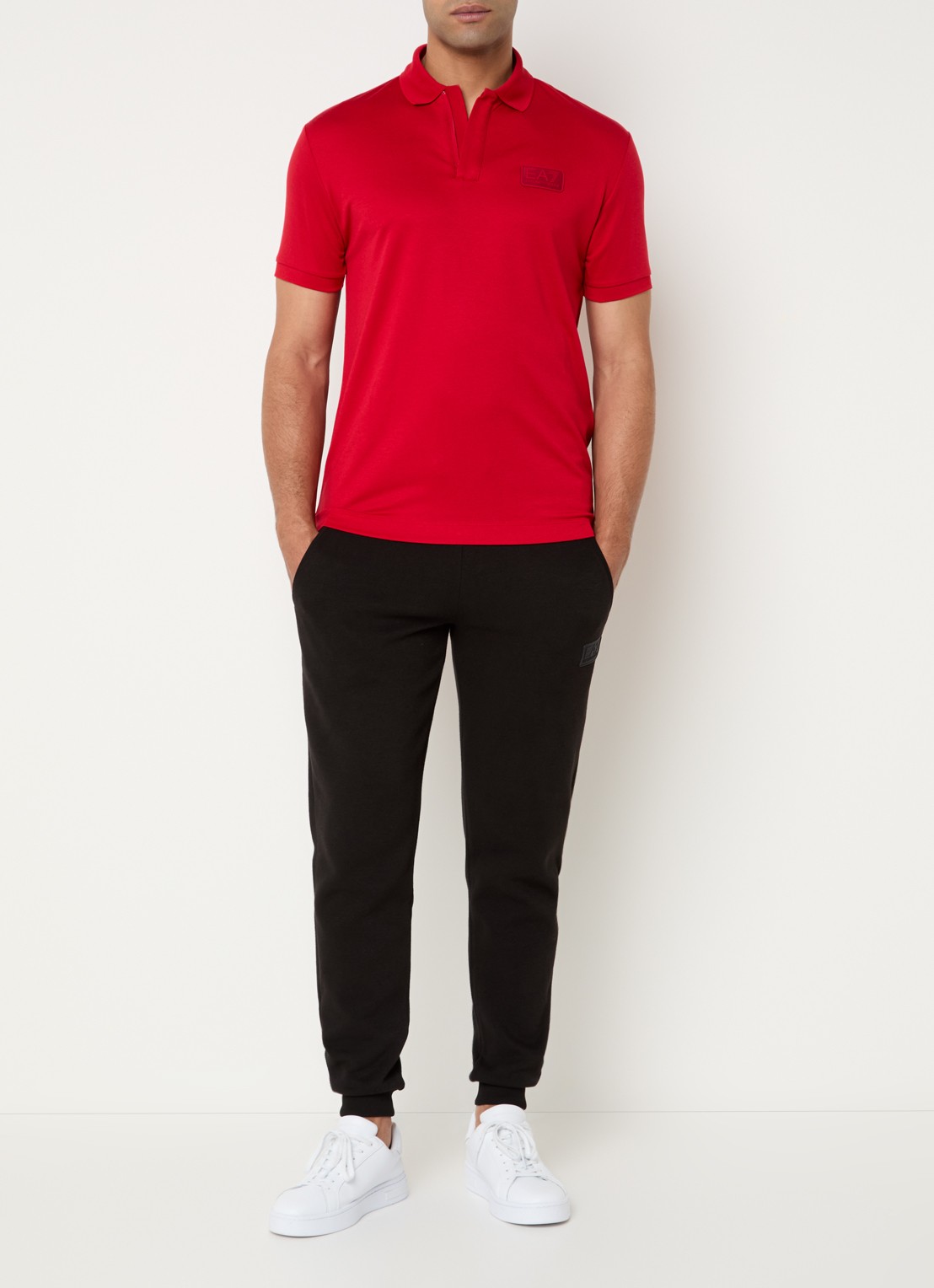 Armani Regular fit polo met logo - voorkant 2 rood