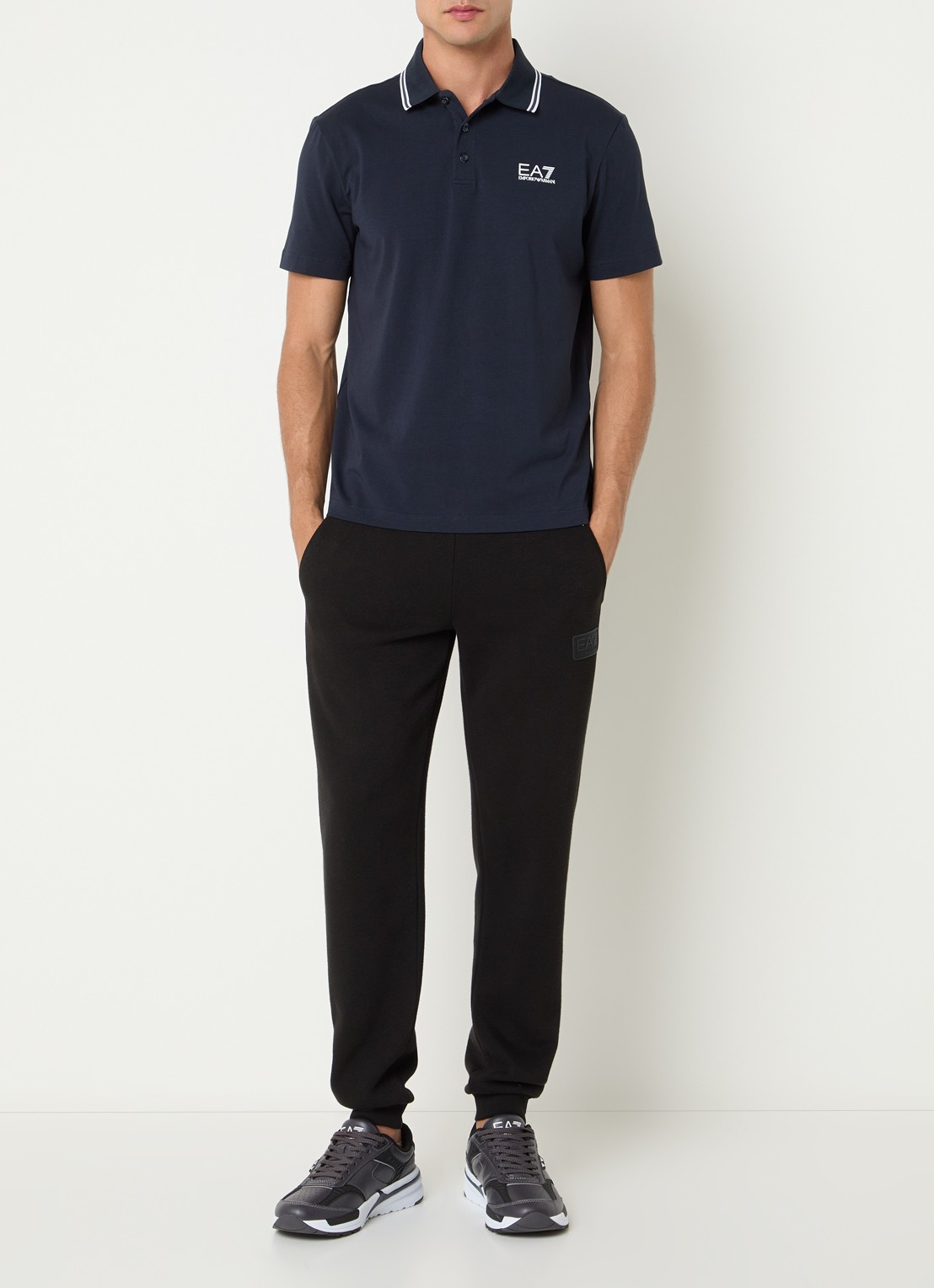 Armani Regular fit polo met logo - voorkant 4 donkerblauw
