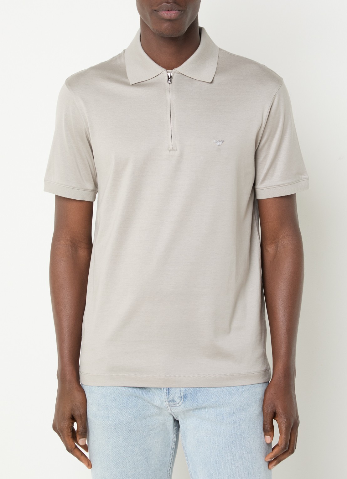 Armani Regular fit polo  met logo - detail 2 lichtgrijs