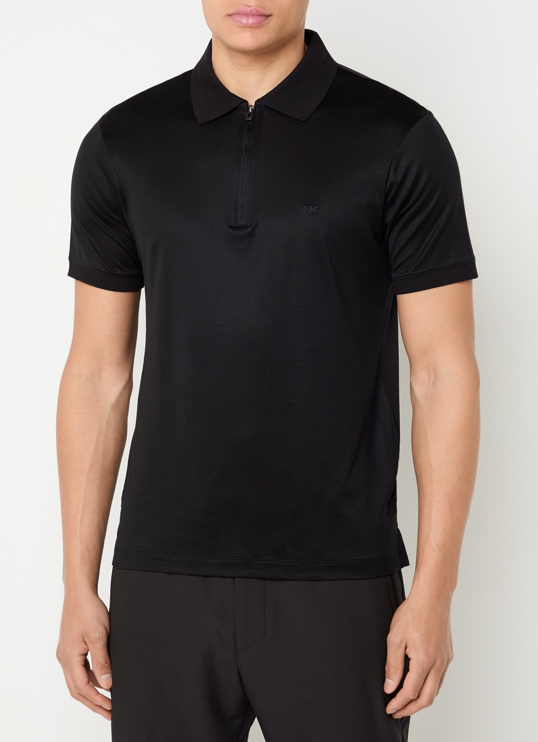 Armani Regular fit polo  met logo - detail zwart