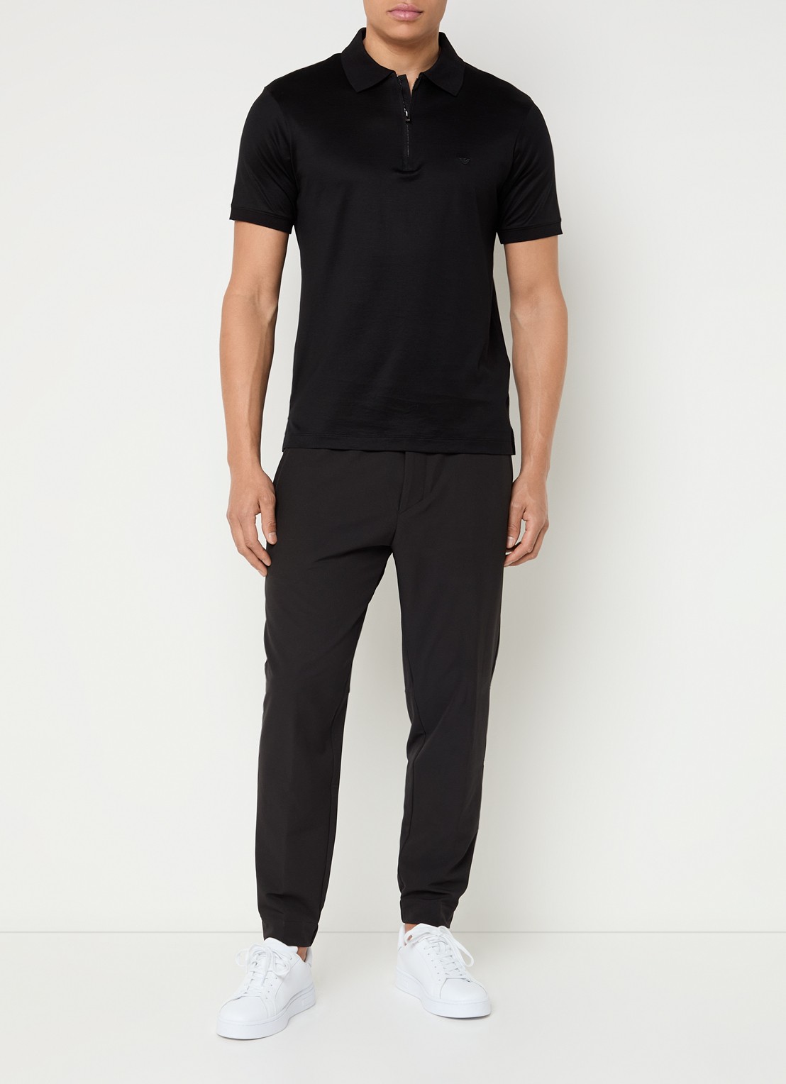 Armani Regular fit polo  met logo - voorkant 3 zwart